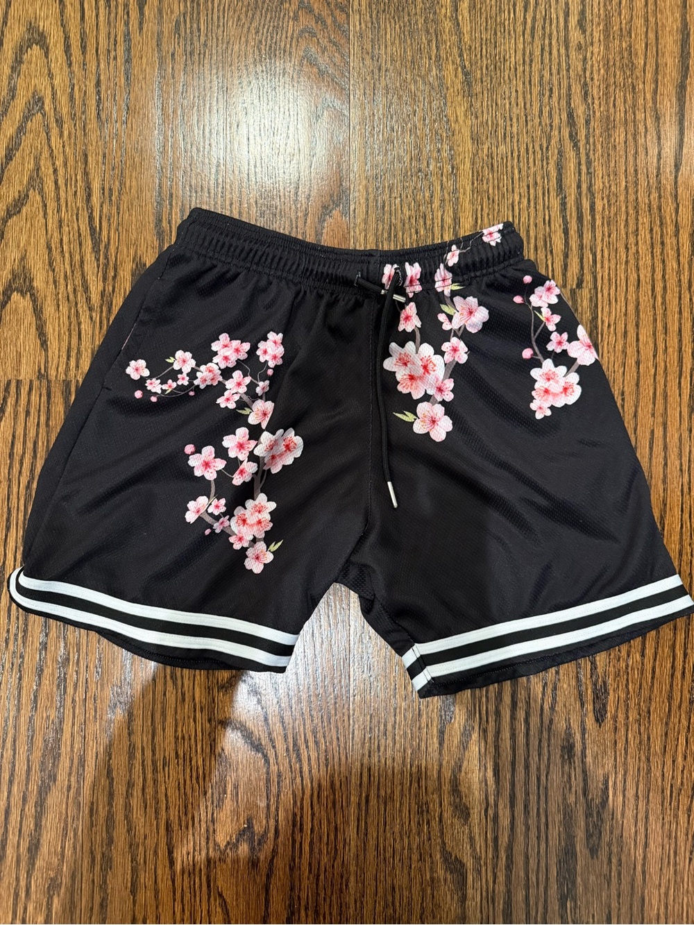 Boys Drip Black Cherry Blossom Athletic Shorts